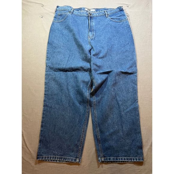 Cherokee‎ Pants Mens 44 Blue Denim Belted Pocketed Jeans Men 44x30 - Picture 1 of 13